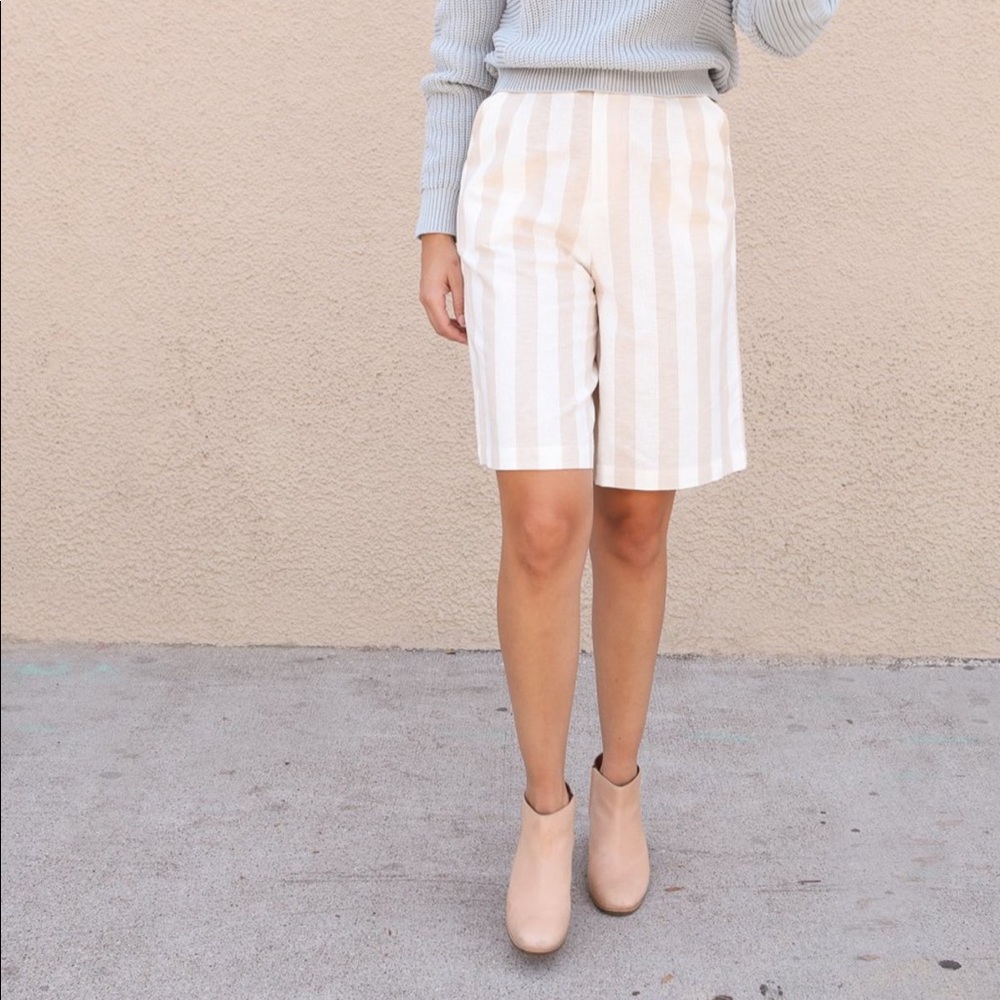 Striped linen shorts